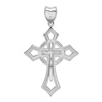 Sterling Silver Rhodium-plated CZ Crucifix Pendant view 4
