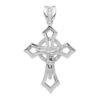 Sterling Silver Rhodium-plated CZ Crucifix Pendant view 1