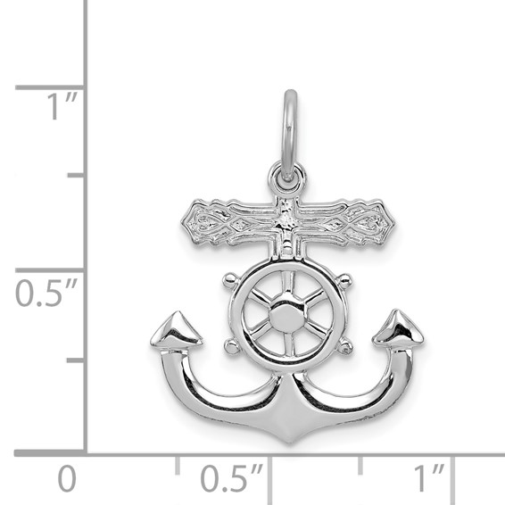 Sterling Silver Platinum-plated Mariner Cross Pendant