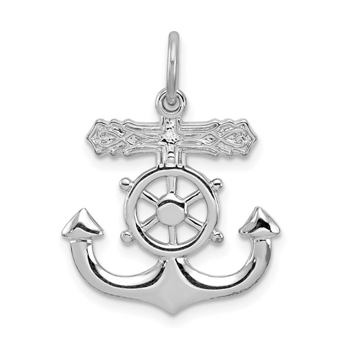 Sterling Silver Platinum-plated Mariner Cross Pendant