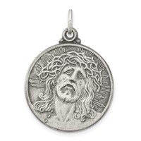 Sterling Silver Antiqued Ecce Homo Medal view 1