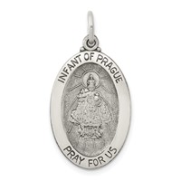 Sterling Silver Antiqued Infant of Prague Medal view 1