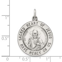 Sterling Silver Antiqued Sacred Heart of Jesus Medal view 4