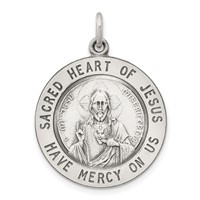 Sterling Silver Antiqued Sacred Heart of Jesus Medal view 1