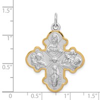 Sterling Silver Platinum-plated 4-way Medal view 3