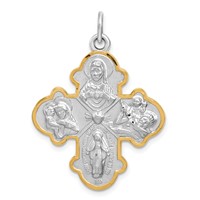 Sterling Silver Platinum-plated 4-way Medal view 1