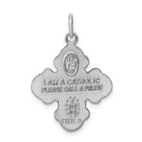 Sterling Silver Platinum-plated Satin 4-way Medal view 4