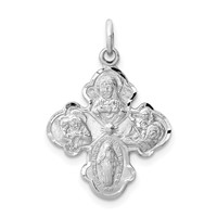 Sterling Silver Platinum-plated Satin 4-way Medal view 1