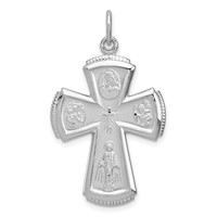 Sterling Silver Platinum-plated Satin Cross Pendant view 1