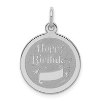 Sterling Silver Rhodium-plated Happy Birthday Disc Charm view 1