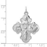 Sterling Silver Platinum-plated Satin 4-way Medal view 3