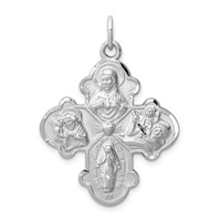 Sterling Silver Platinum-plated Satin 4-way Medal view 1