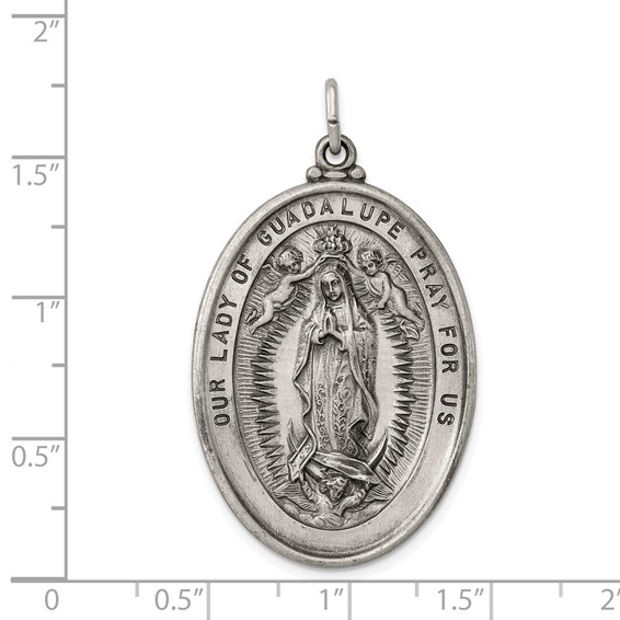 Sterling Silver Antiqued Our Lady of Guadalupe Medal