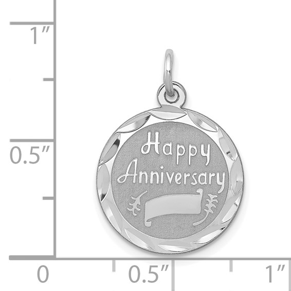 Sterling Silver Rhodium-plated Happy Anniversary Disc Charm