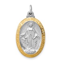 Sterling Silver Platinum-plated Miraculous Medal view 1