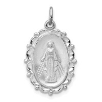 Sterling Silver Platinum-plated Miraculous Medal view 1