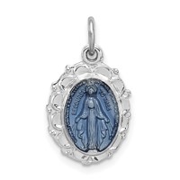 Sterling Silver Platinum-plated Miraculous Medal view 1