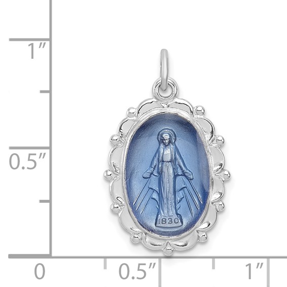 Sterling Silver Platinum-plated Miraculous Medal