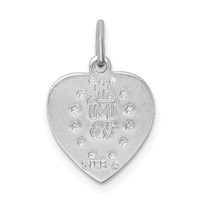 Sterling Silver Platinum-plated Miraculous Heart Medal view 4