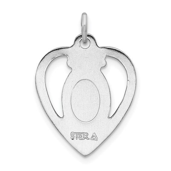 Sterling Silver Platinum-plated Miraculous Heart Medal