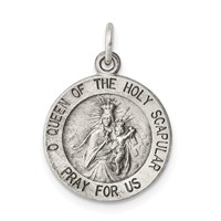 Sterling Silver Antiqued Queen of the Holy Scapular Medal view 1