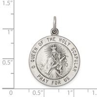 Sterling Silver Antiqued Queen of the Holy Scapular Medal view 3
