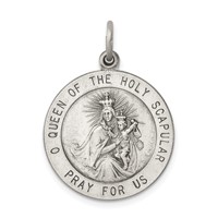 Sterling Silver Antiqued Queen of the Holy Scapular Medal view 1