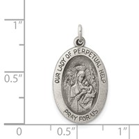 Sterling Silver Antiqued Our Lady of Perpetual Help Oval Medal view 3