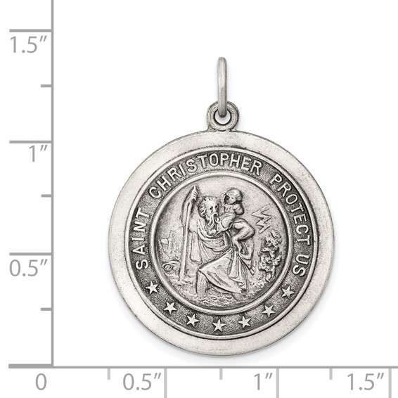 Sterling Silver Antiqued St. Christopher Medal