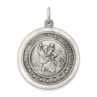 Sterling Silver Antiqued St. Christopher Medal