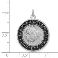 Sterling Silver Platinum-plated Enameled St. Christopher Medal view 3