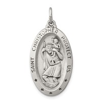 Sterling Silver Antiqued St. Christopher Medal view 1