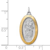 Sterling Silver Platinum-plated & Vermeil St. Christopher Medal view 4
