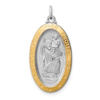 Sterling Silver Platinum-plated & Vermeil St. Christopher Medal view 1