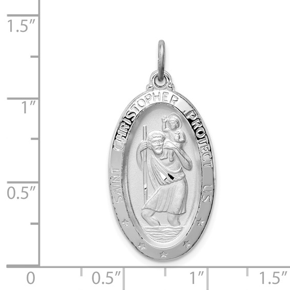 Sterling Silver Platinum-plated St. Christopher Medal