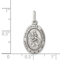 Sterling Silver Antiqued St. Christopher Medal view 3