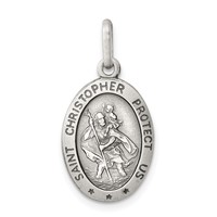Sterling Silver Antiqued St. Christopher Medal view 1