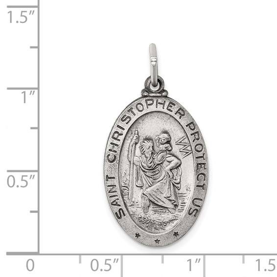 Sterling Silver Antiqued St. Christopher Medal
