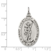 Sterling Silver Antiqued St. Christopher Medal view 3