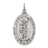 Sterling Silver Antiqued St. Christopher Medal view 1