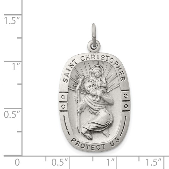 Sterling Silver Antiqued St. Christopher Medal