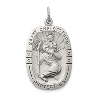 Sterling Silver Antiqued St. Christopher Medal view 1