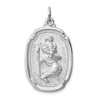 Sterling Silver Platinum-plated St. Christopher Medal view 1