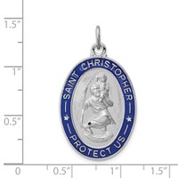 Sterling Silver Platinum-plated Enameled St. Christopher Medal view 4
