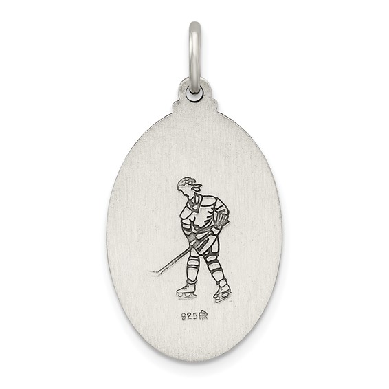 Sterling Silver Antiqued St. Christopher Hockey Medal