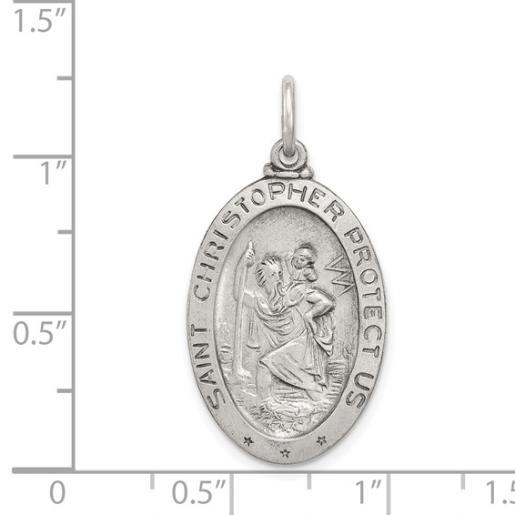 Sterling Silver Antiqued St. Christopher Basketball Medal