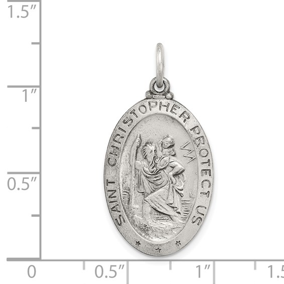 Sterling Silver Antiqued St. Christopher Baseball Medal
