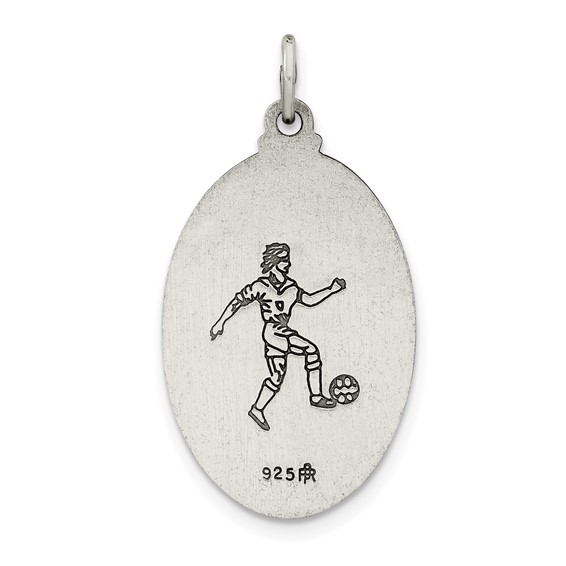Sterling Silver Antiqued St.Christopher Soccer Medal