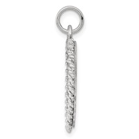 Sterling Silver Rhodium-plated Sweet 16 Rope-Edge Engravable 19mm Heart Disc Charm view 2