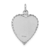 Sterling Silver Rhodium-plated Sweet 16 Rope-Edge Engravable 19mm Heart Disc Charm view 3